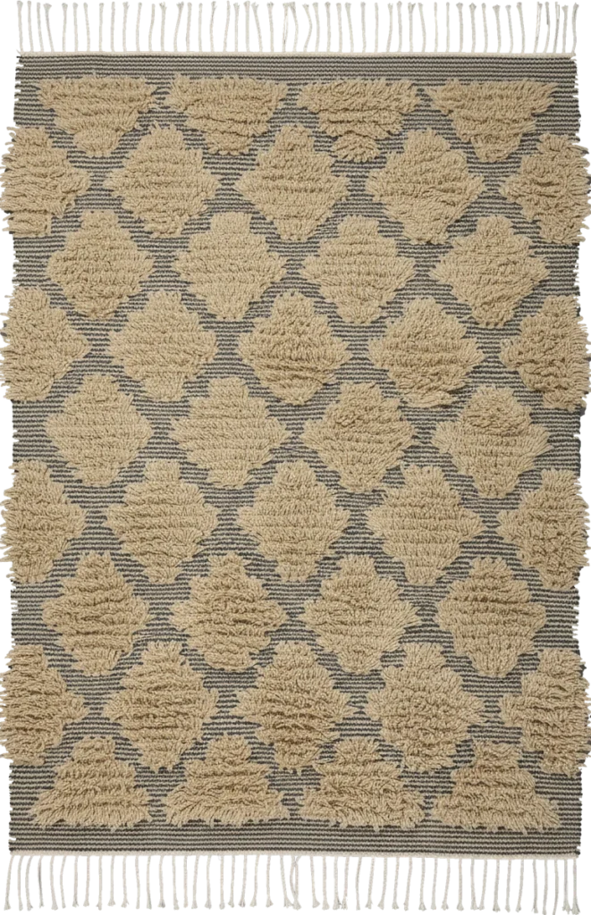 Handmade Modern Dark Blue And Beige Kilim
