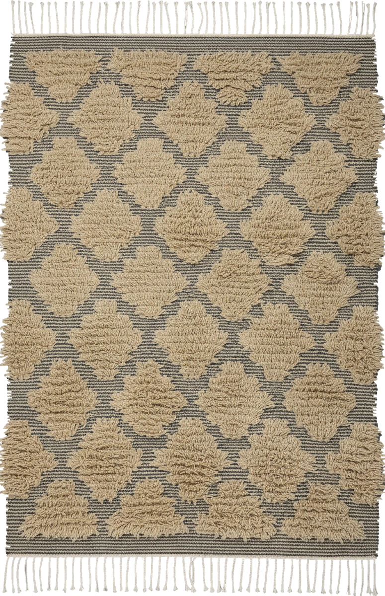 Handmade Modern Dark Blue And Beige Kilim