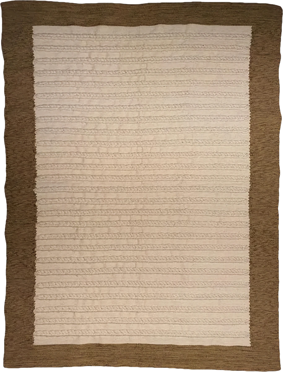 Handmade Modern Brown And Off White Kilim