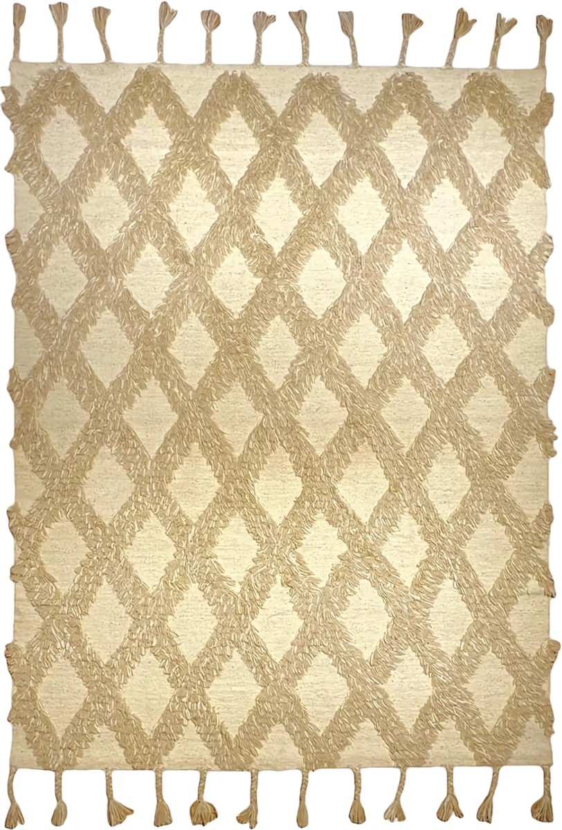 Handmade Modern Off White And Beige Kilim