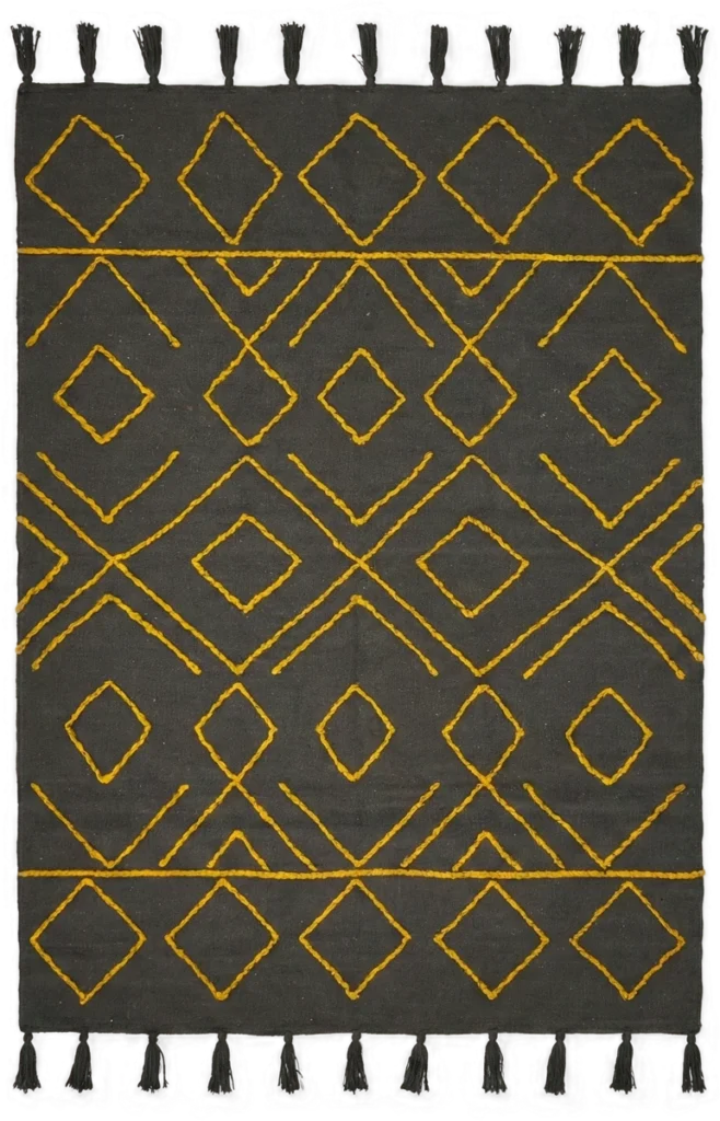 Charcoal & mustard 3D kilim