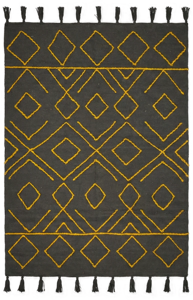 Charcoal & mustard 3D kilim