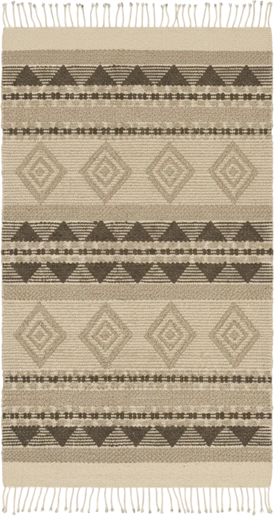 Handmade Modern Off White, Brown, Beige Kilim