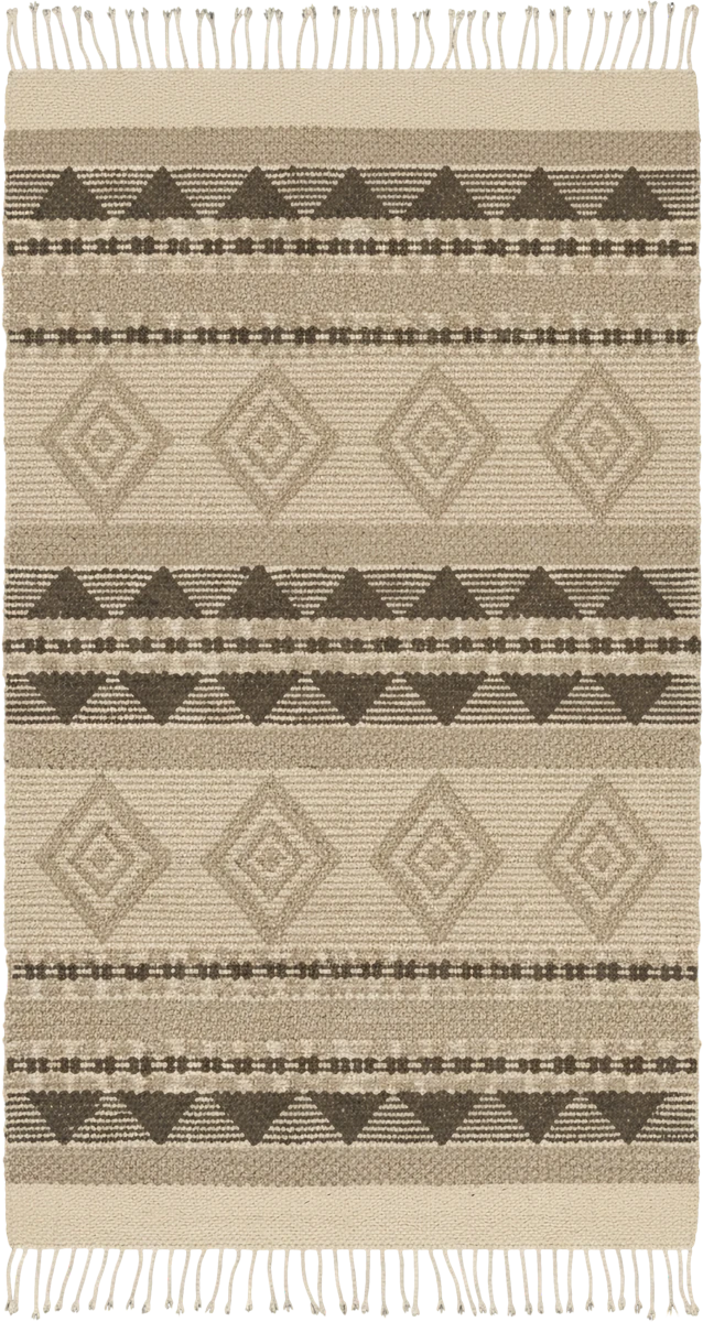 Handmade Modern Off White, Brown, Beige Kilim
