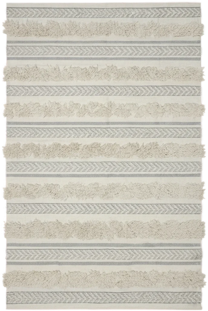 Handmade Modern White And Light Blue Cotton Kilim