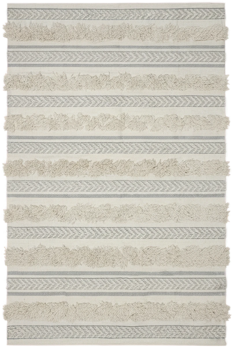 Handmade Modern White And Light Blue Cotton Kilim