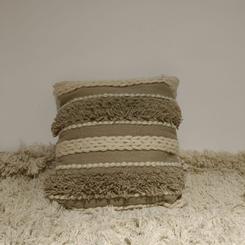 Handmade Modern Off White And Beige Cushion