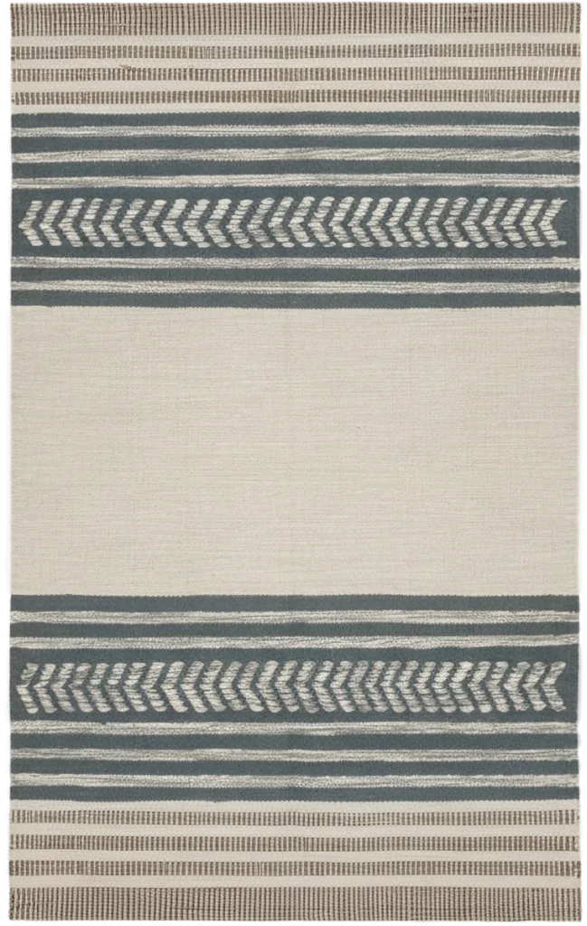 Handmade Modern Beige, Blue And Brown Cotton Kilim