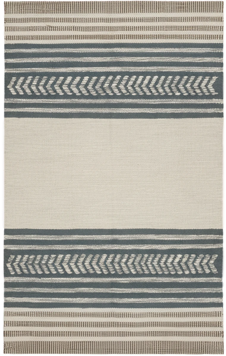 Handmade Modern Beige, Blue And Brown Cotton Kilim