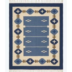 Blue & Navy Kilim Rug – Modern Design