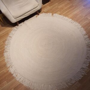 Handmade Modern Round Beige Crochet