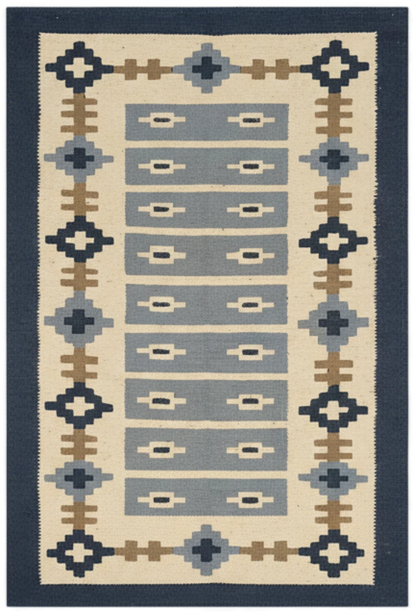 Blue & Navy Kilim Rug – Modern Design