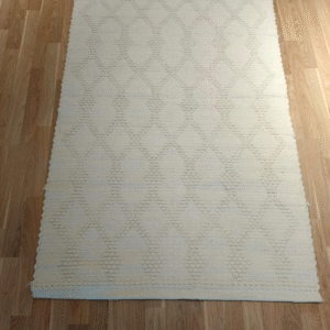 Handmade Modern Off-White Cotton Kilim