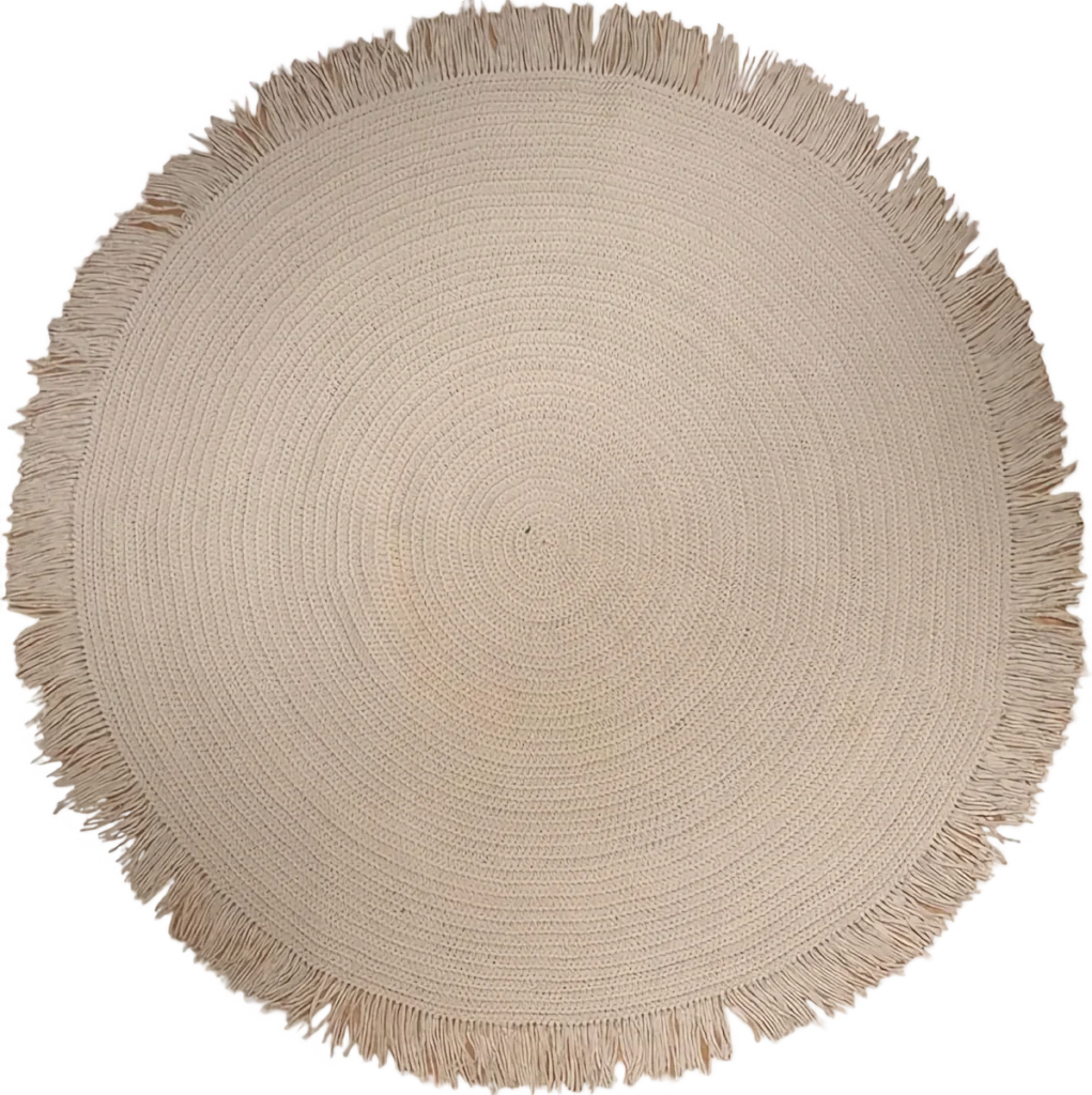 Handmade Modern Round Beige Crochet