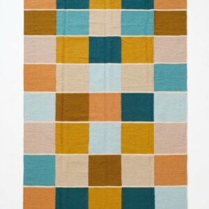 Handmade Modern Geometric Wool Kilim Rug Multi Color
