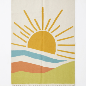Kilim Studio Modern Sun Pattern Wool Area Rug, Off White/Yellow/Blue/Green