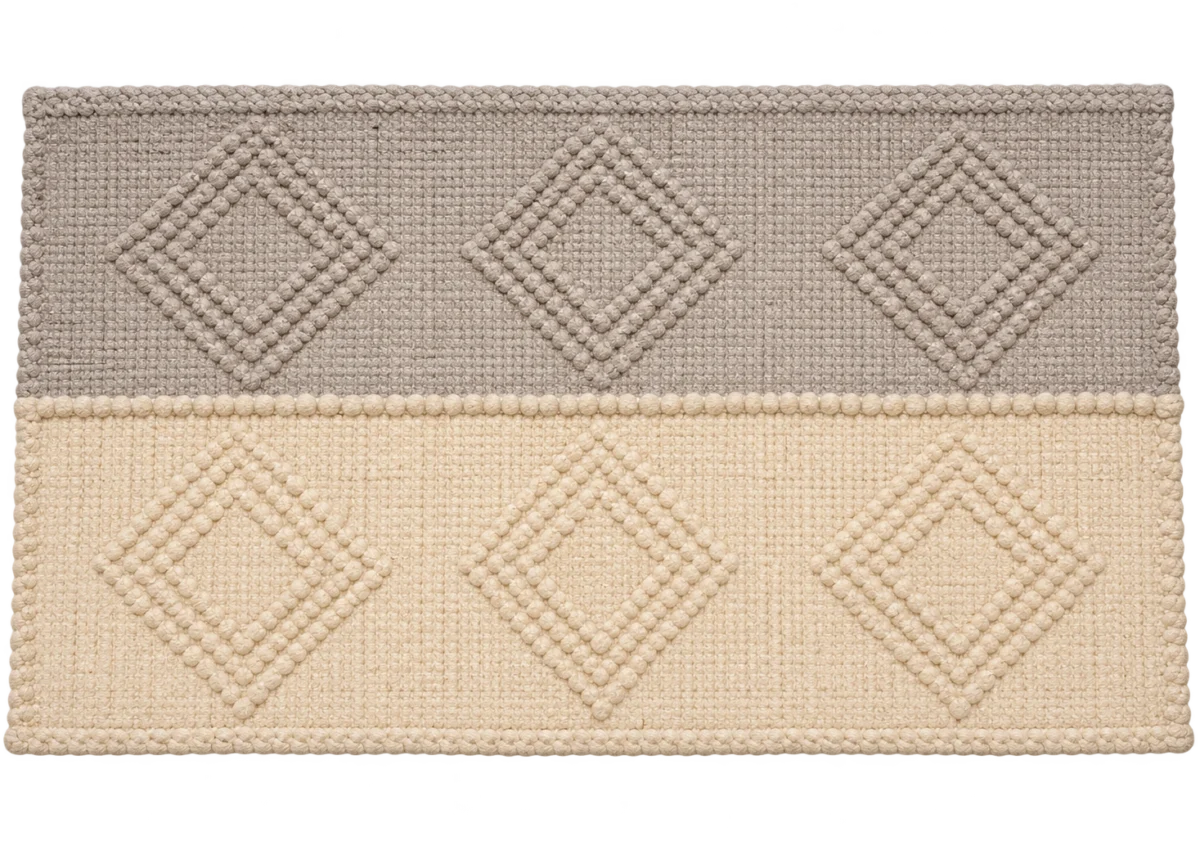 Handmade Modern Beige And Gray Door Mat