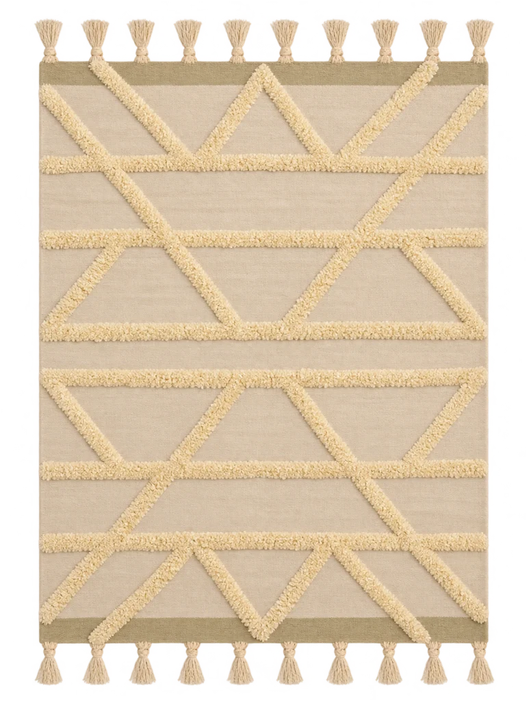 Handmade Modern Off White And Beige Kilim