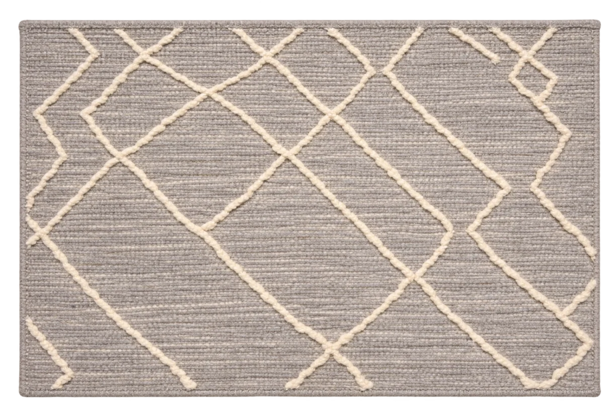 Handmade Modern Gray And White Door Mat