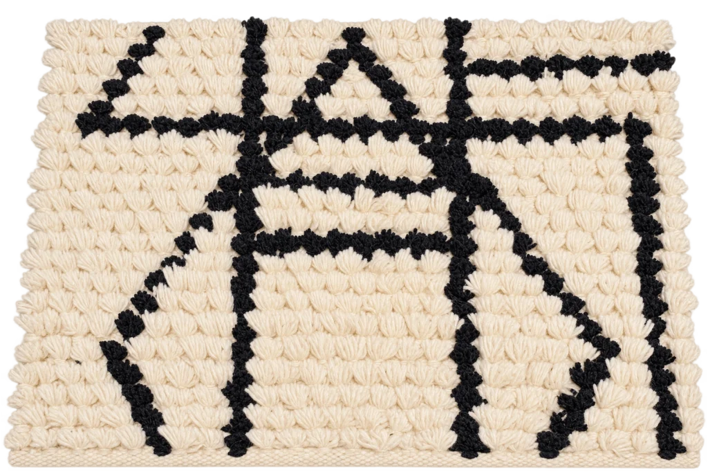 Handmade Modern Off White Black Door Mat