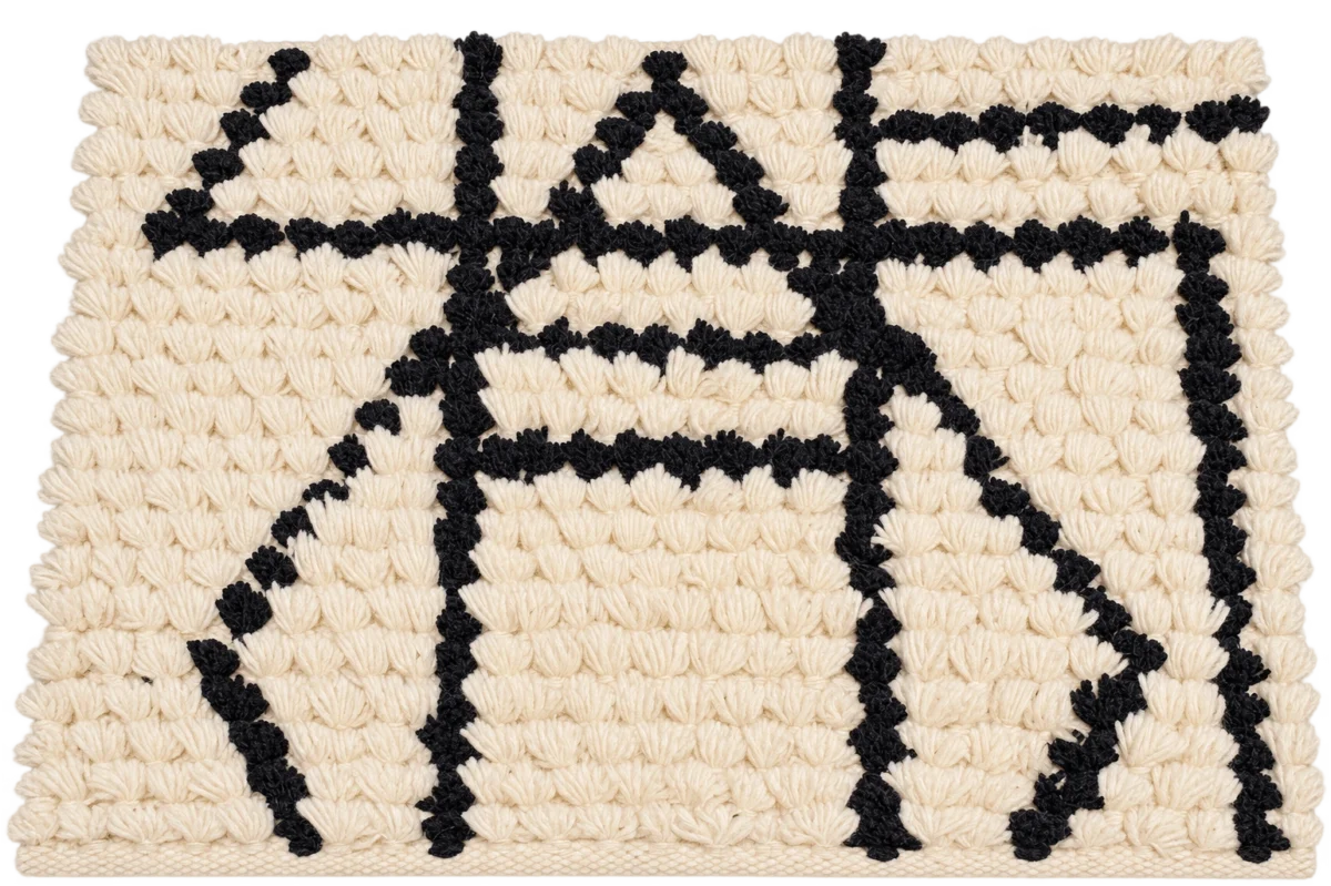 Handmade Modern Off White Black Door Mat