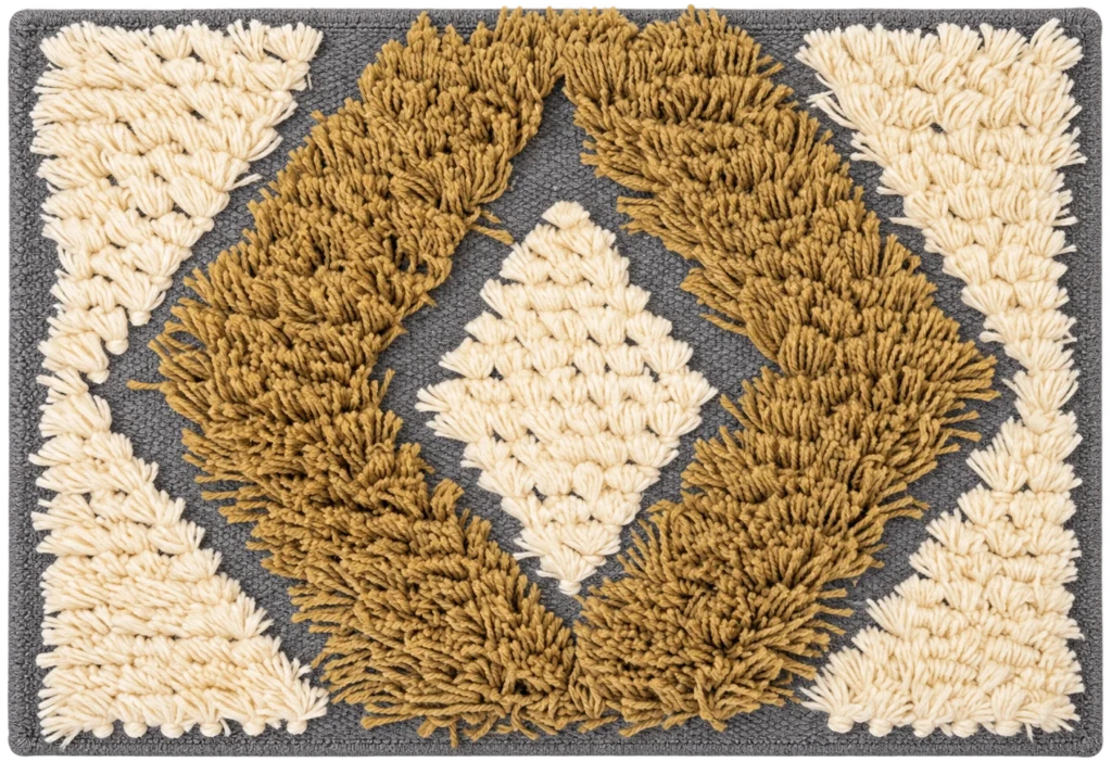 Handmade Modern Off White, Gray And Beige Door Mat
