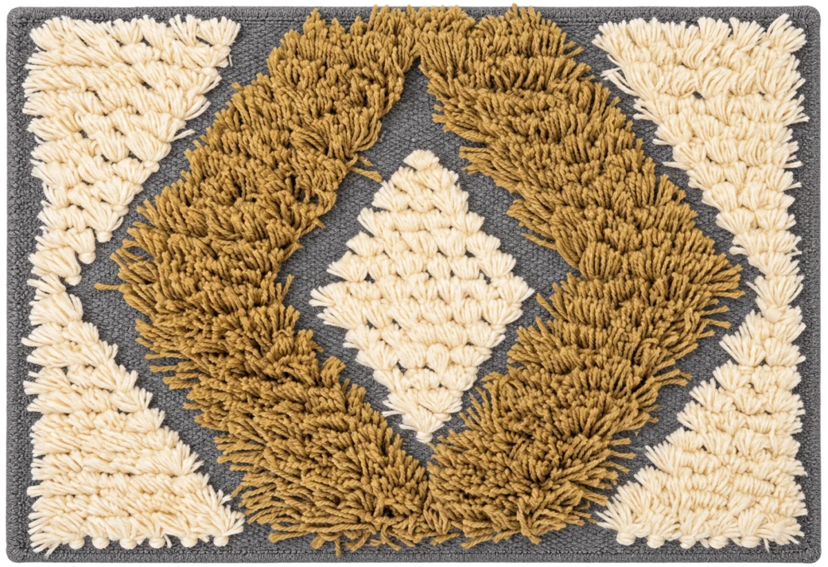 Handmade Modern Off White, Gray And Beige Door Mat