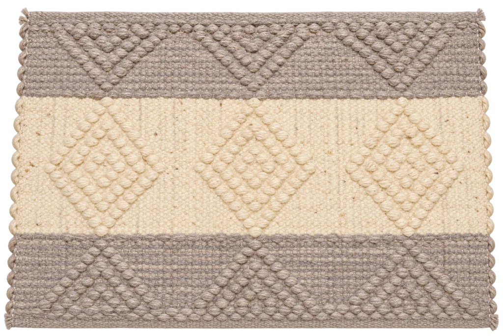 Handmade Modern Off White And Gray Door Mat