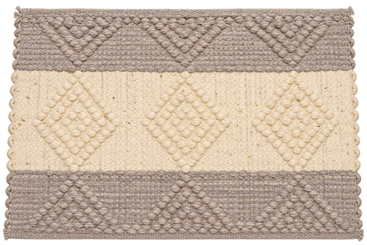 Handmade Modern Off White And Gray Door Mat