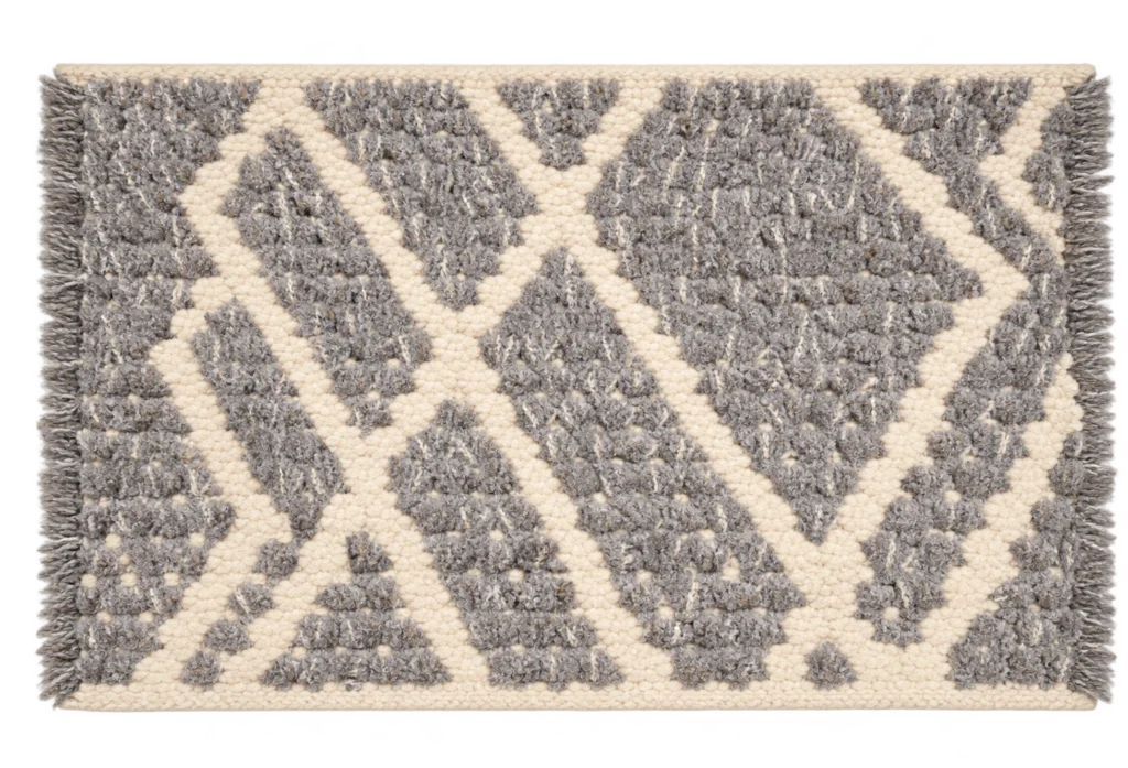 Handmade Modern Gray And Off White Door Mat