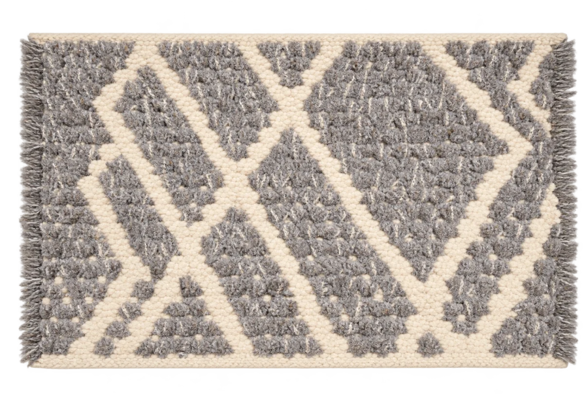 Handmade Modern Gray And Off White Door Mat