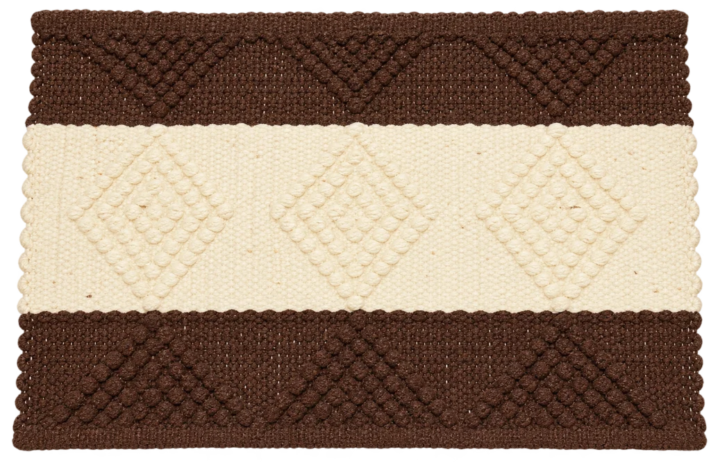 Handmade Modern Brown And Off White Door Mat