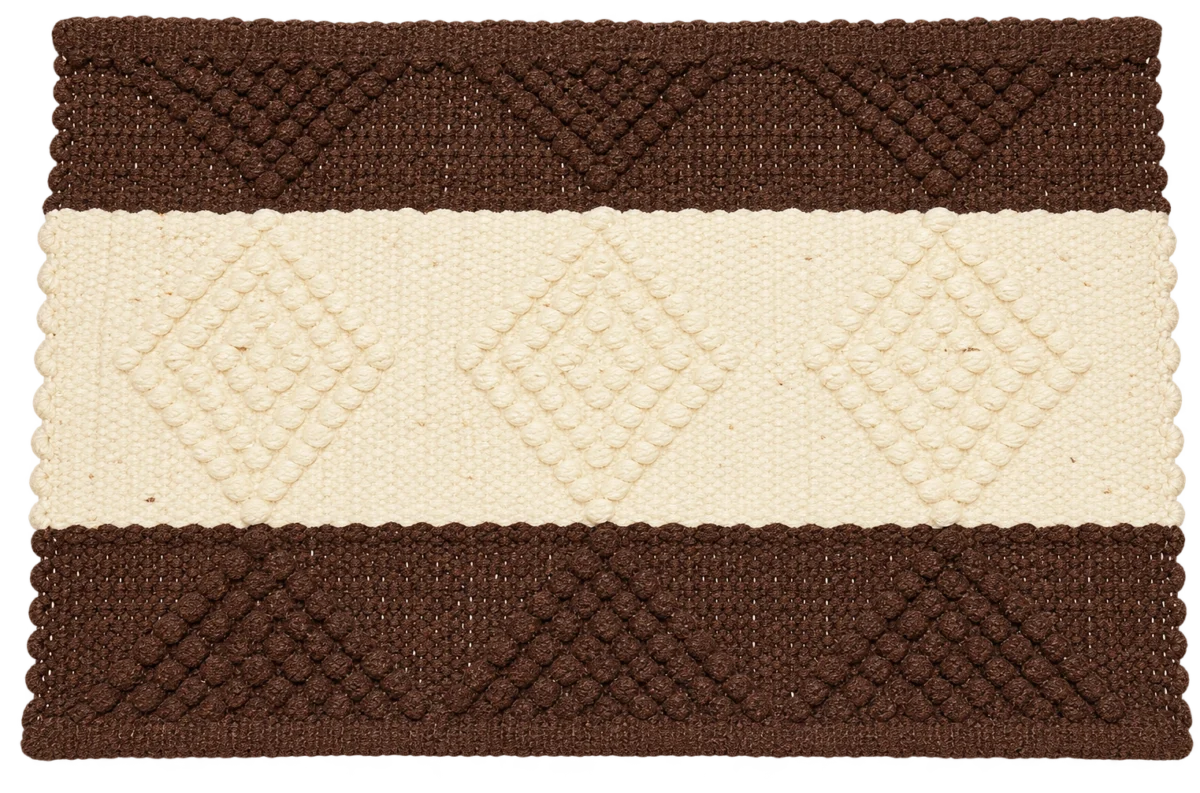 Handmade Modern Brown And Off White Door Mat