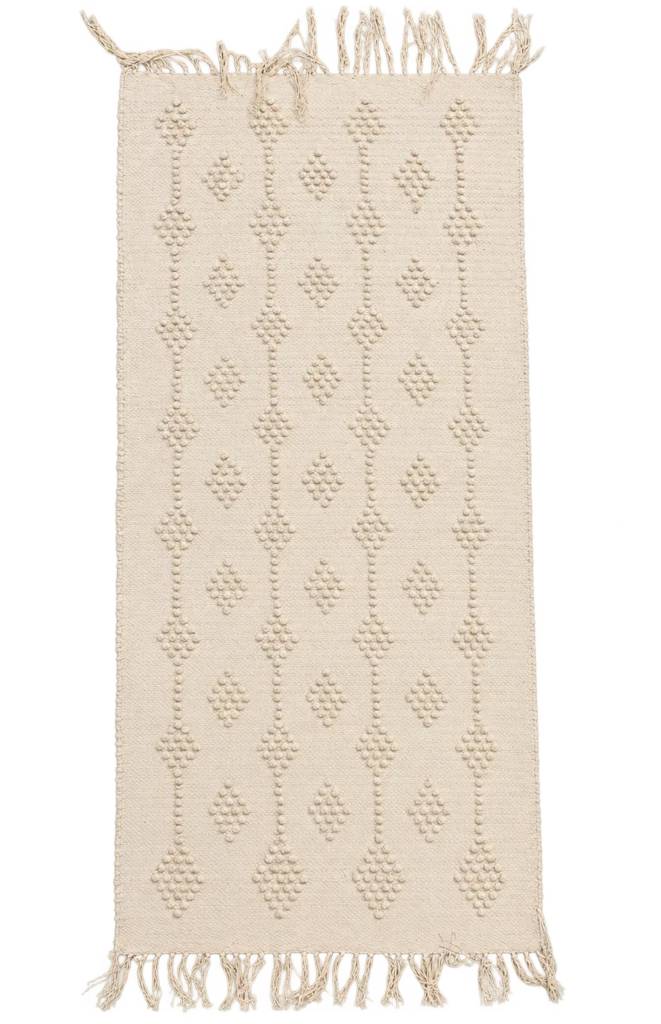 Handmade Modern Off White Cotton Kilim