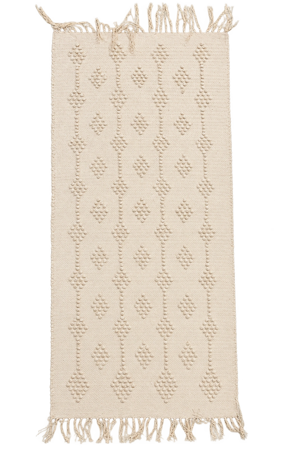 Handmade Modern Off White Cotton Kilim