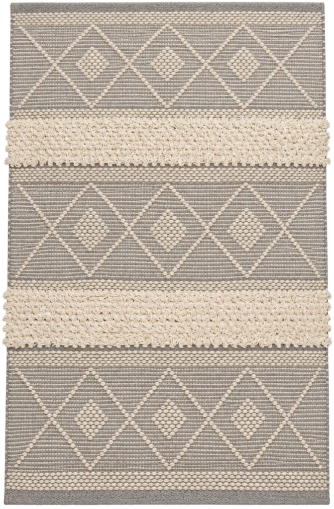 Handmade Modern Light Gray And Off White Kilim