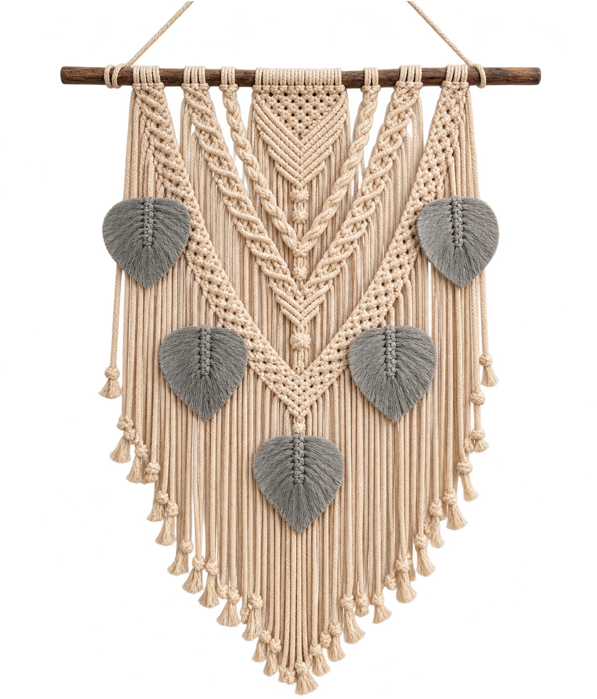 Handmade Modern Off White And Gray Makramya