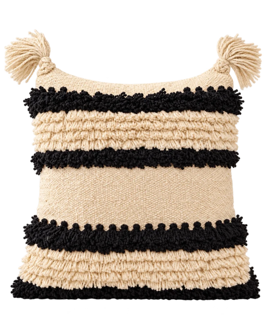 Handmade Modern Off White And Black Cushion