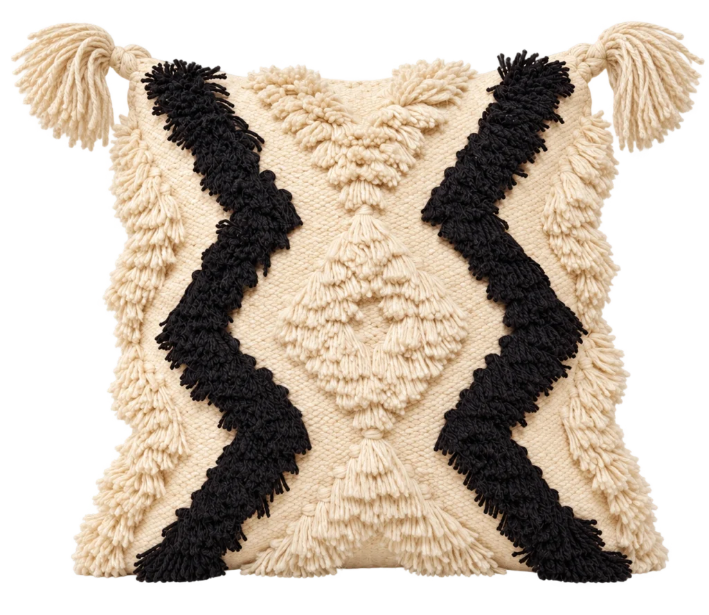 Handmade Modern Off White And Black Cushion