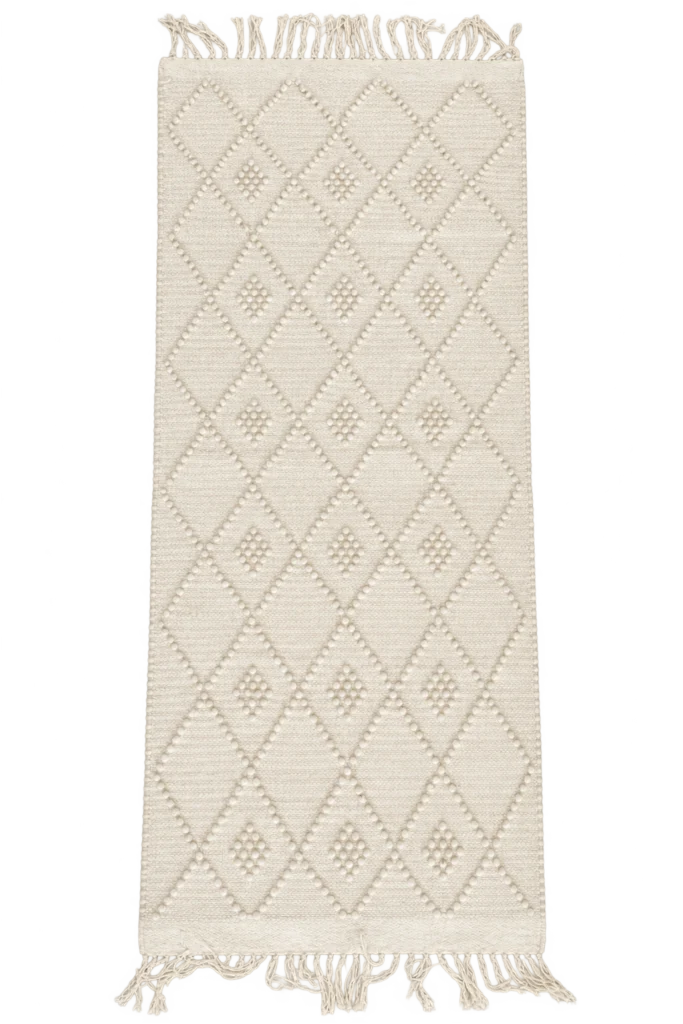 Handmade Modern Off White Cotton Kilim