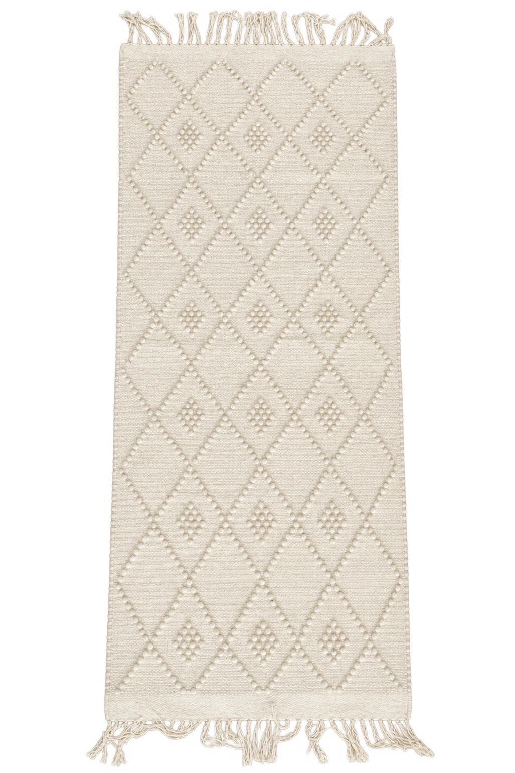 Handmade Modern Off White Cotton Kilim
