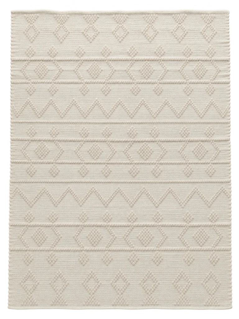 Handmade Modern White Cotton Kilim