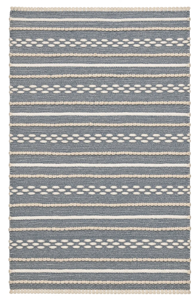 Handmade Modern White And Light Blue Cotton Kilim