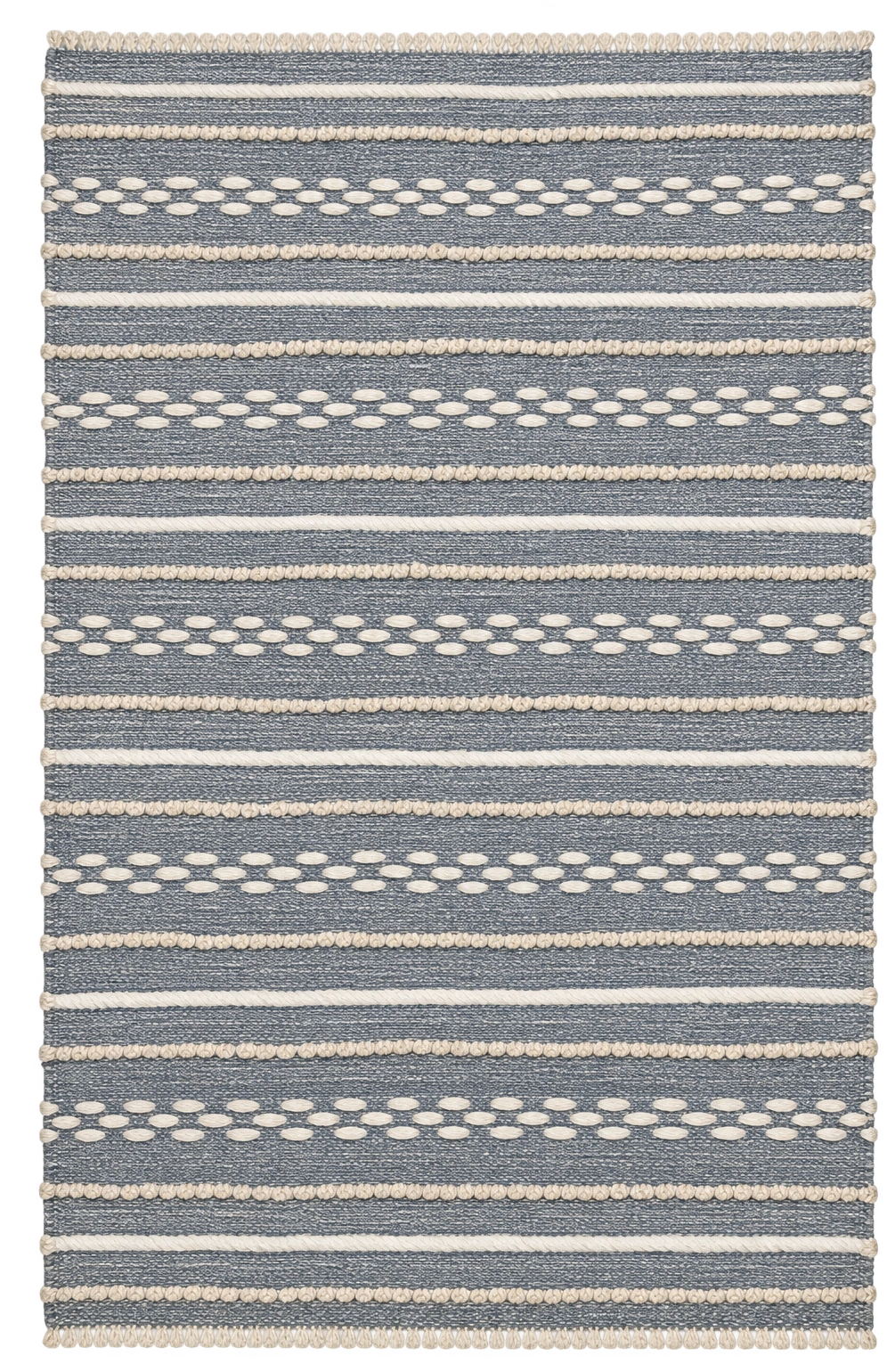 Handmade Modern White And Light Blue Cotton Kilim