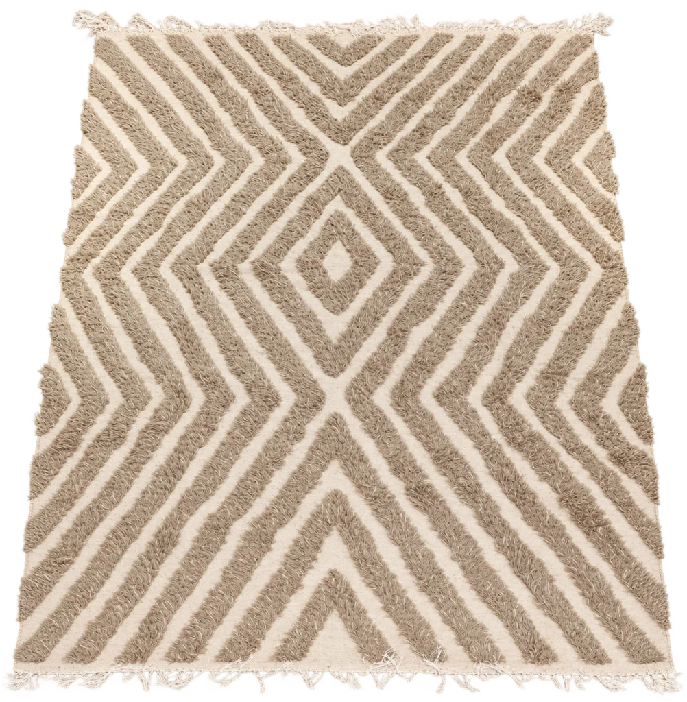 Handmade Modern Off White And Beige Kilim