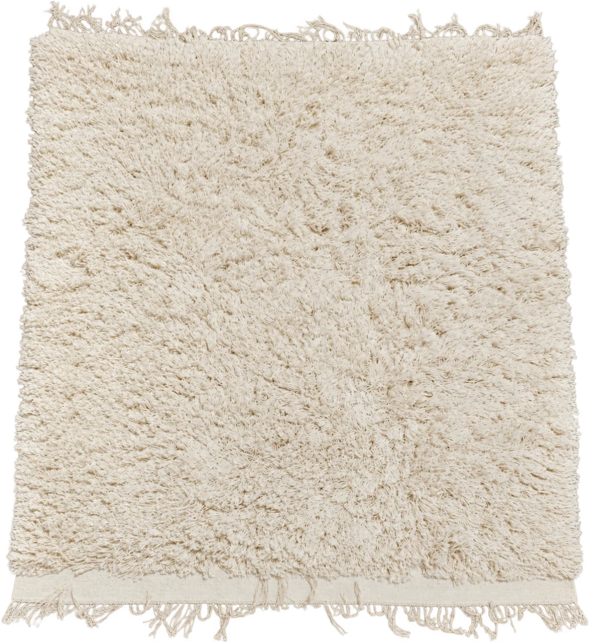 Handmade Modern Full Covered Off White Cotton Kilim