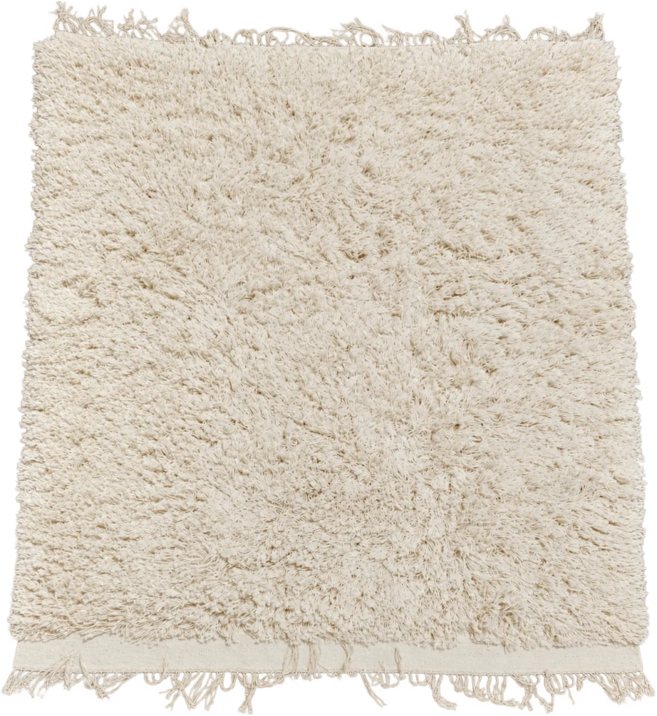 Handmade Modern Full Covered Off White Cotton Kilim