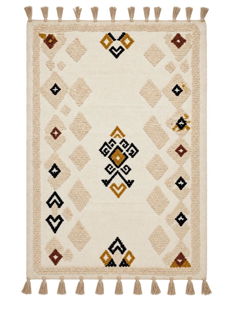 Handmade Modern Based Off White Cotton Kilim Colorful Kilim