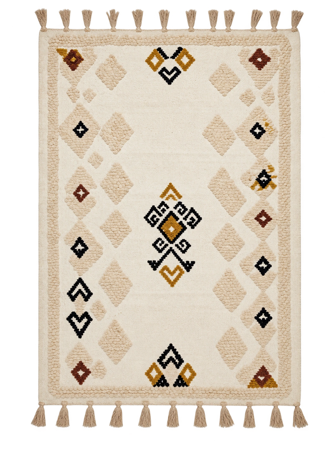 Handmade Modern Based Off White Cotton Kilim Colorful Kilim