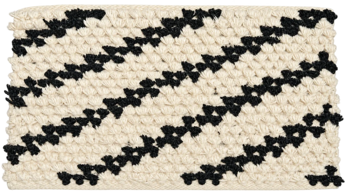 Handmade Modern Off White And Black Door Mat